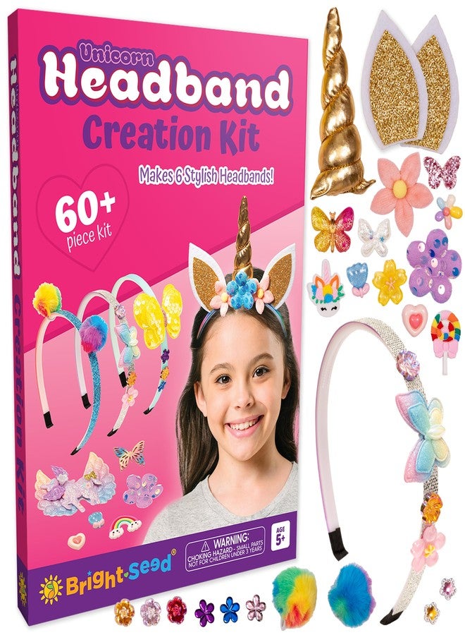 Bright Seed Headband Making Kit for Girls, Make Your Own Fashion Headband, Girl Accessories Ages 5-12, DIY Arts & Crafts, DIY Hair Accessories Set, Birthday Gifts for Girls 5 6 7+ Years Old, Gift Ideas Unicorn - Image 1